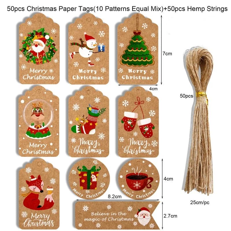 Étiquettes joyeux noël en papier Kraft