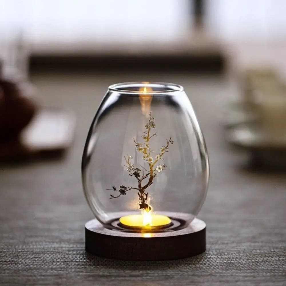 Bougeoirs en verre avec couvercle de tasse Transparent avec Base en bois bougeoirs décor à la maison Style européen décoration de Table ornements