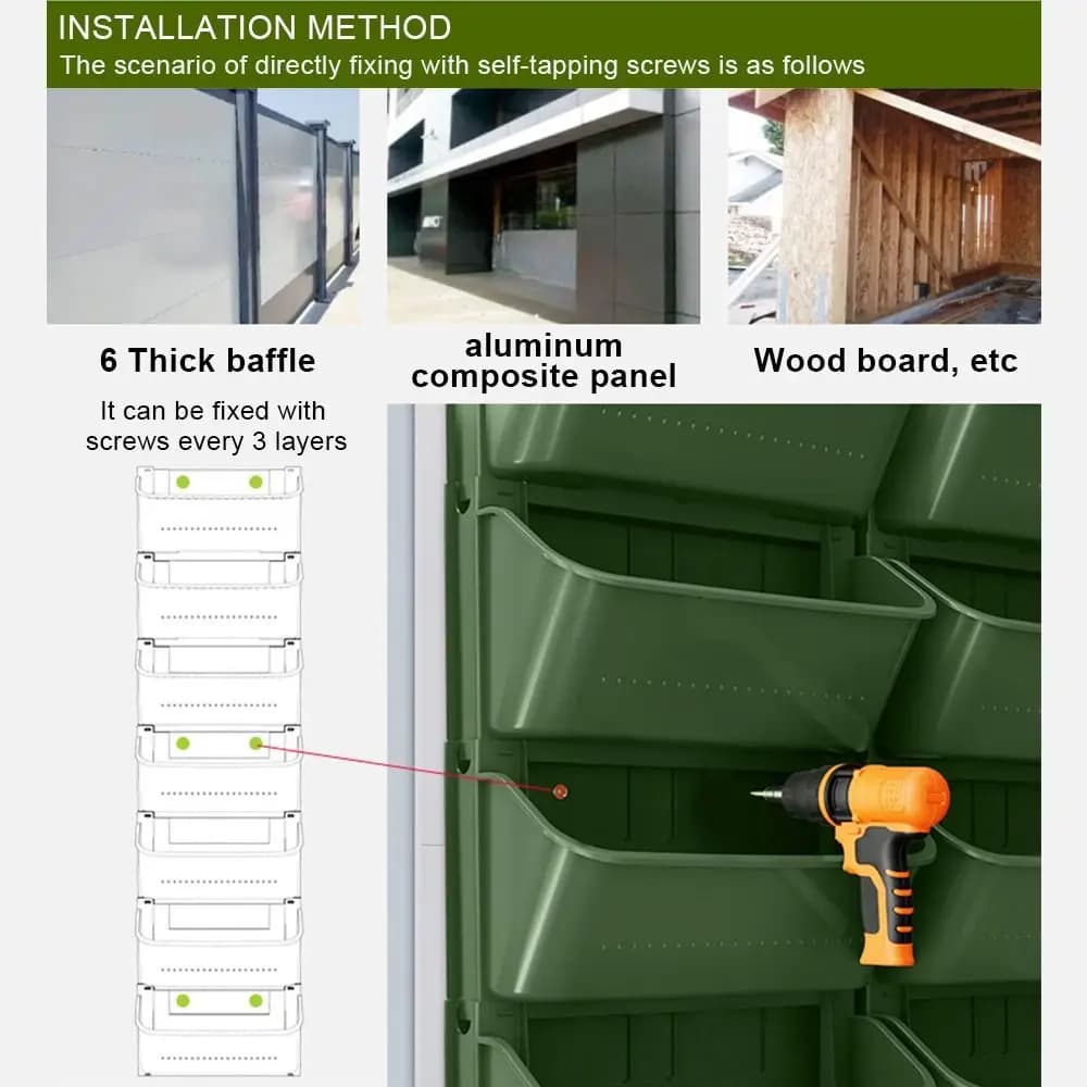 Pot de fleur mural suspendu pour plantes de jardin, conteneur mural Vertical vert, boîte de plantation murale en plastique, décoration de maison