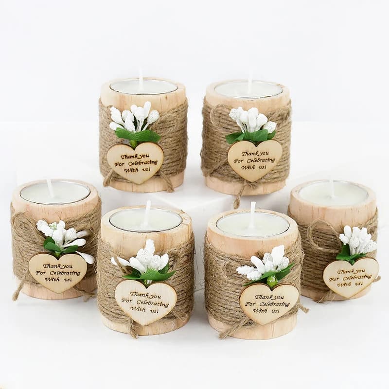 Bougeoir photophore en bois pour mariage, 5/10 pièces, merci pour célébrer avec nous, décoration de Table pour fête d'anniversaire, cadeaux de noël