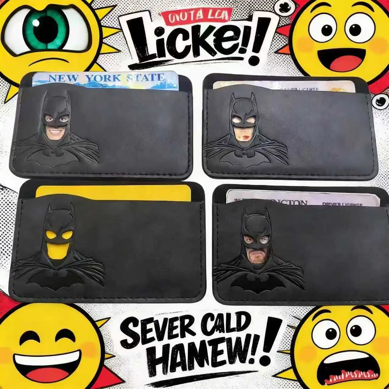 Porte-carte d'identité en cuir personnalisé avec motif de masque de super-héros, excellente option cadeau, portefeuille de voyage, porte-carte d'identité