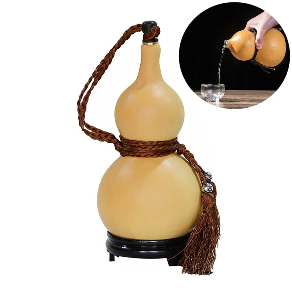 Gourde séchée naturelle pure avec couvercle, artisanat de bouteille d'eau, décor d'ornement de calebasse, porte-boissons, décor de bureau, cadeau de Noël