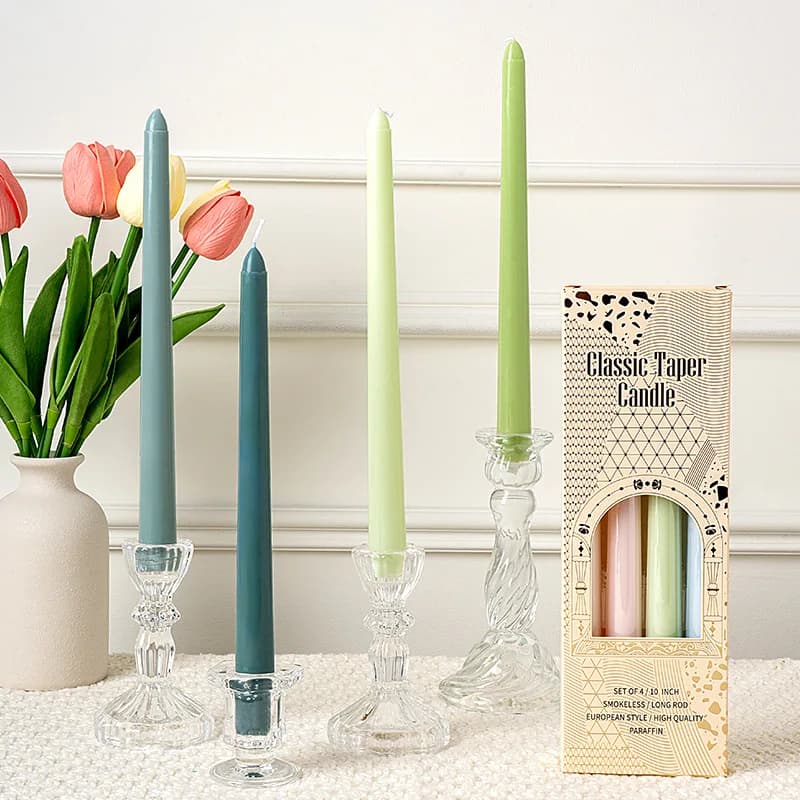 Bougies coniques colorées sans fumée, 4 pièces, 25CM de Long, atmosphère de Banquet de mariage, décoration de Table pour fête d'anniversaire romantique