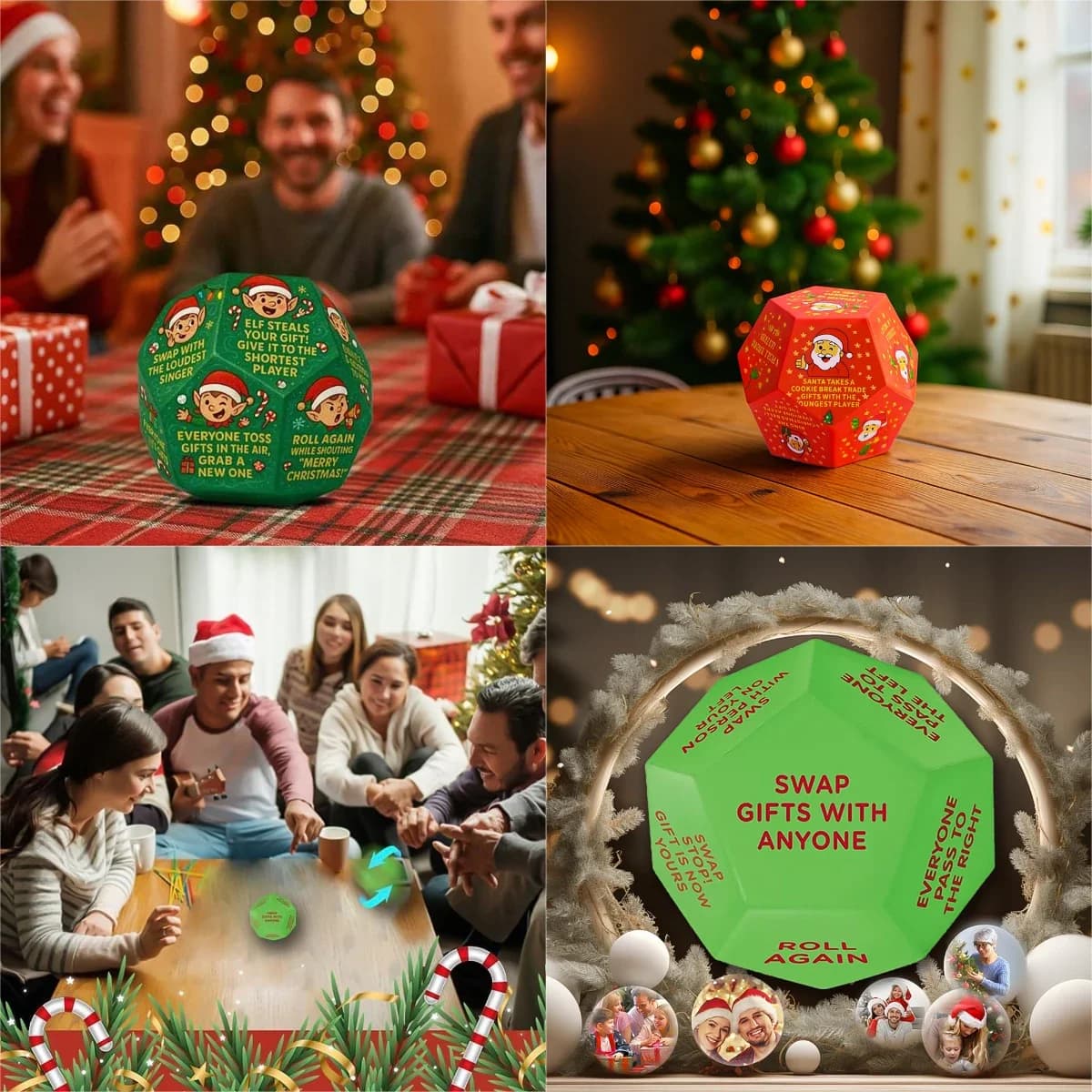 Cadeau de noël hilarant, jeu de fête d'échange, dés de noël, jeu de fête, cadeau d'échange du père noël, jeu de vérité ou de dés