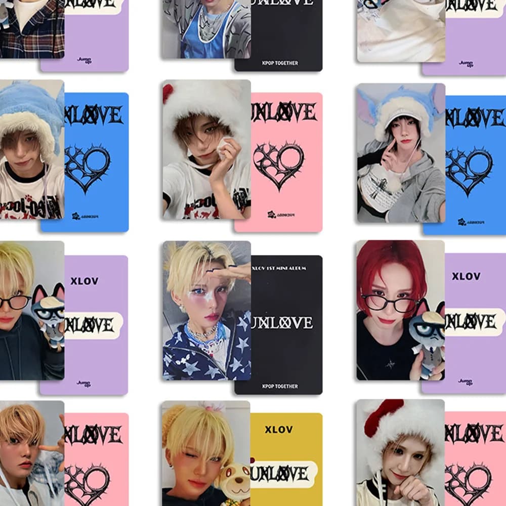 4 pièces/ensemble XLOV Nouvel album UXLXVE Photocards HD RUI HYUN WUMUTI HARU Cartes LOMO brillantes recto-verso Cadeau pour fans