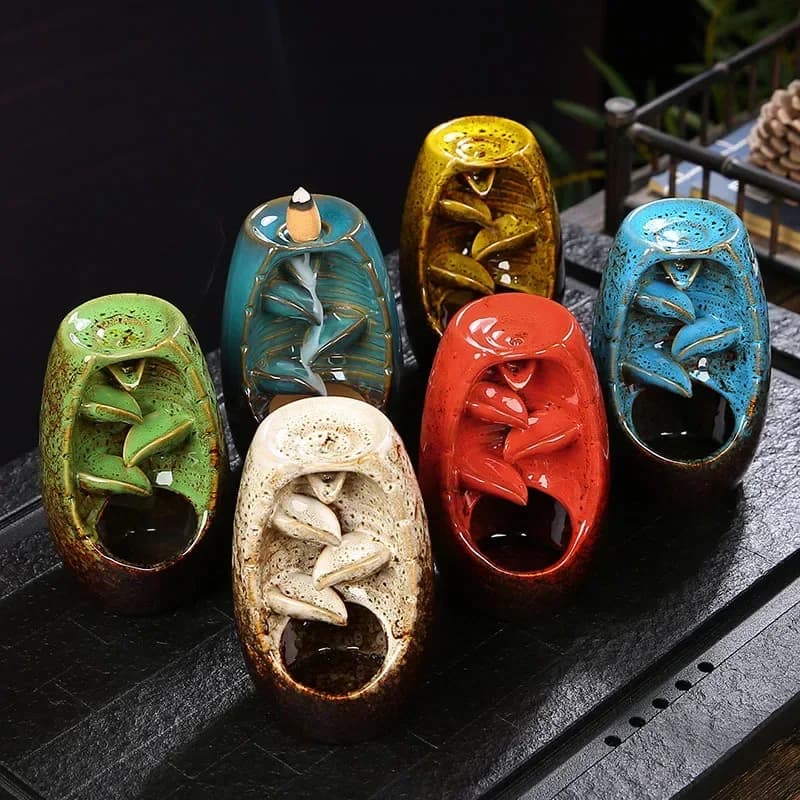 Brûleur d'encens en céramique, cascade de reflux de fumée, porte-encens, ornements de cascade de fumée pour la décoration de la maison, sans encens