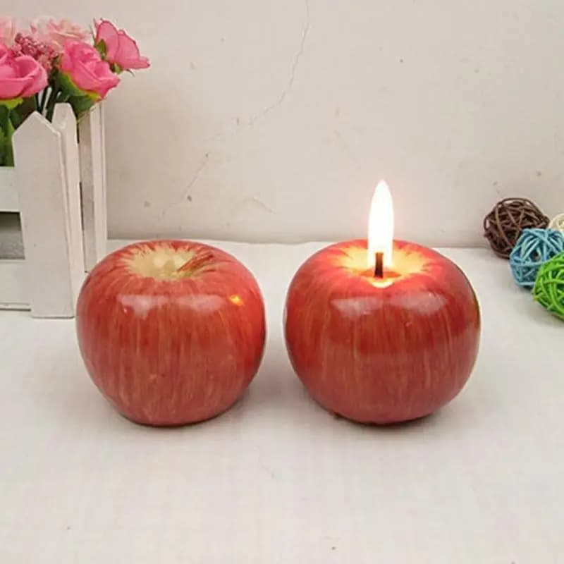 Bougie créative en forme de pomme pour aromathérapie, bougie de fruits de simulation 3D pour Noël et anniversaire.