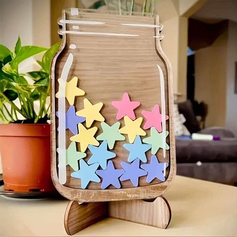Pot de récompense avec étoiles pour enfants, salle d'irritation, jetons, tableau des corvées, cadeau d'anniversaire pour enfants