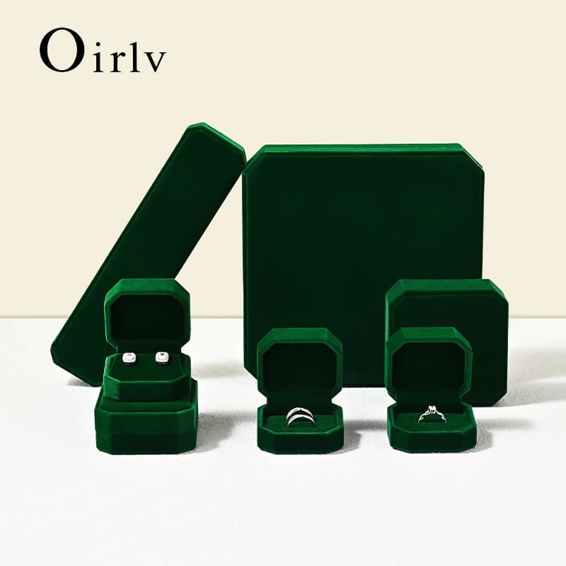 Oirlv boîte à bagues en velours pierres précieuses vert