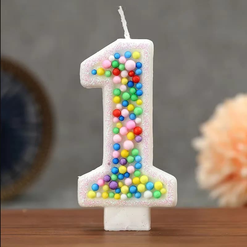 Boule colorée 0-9 bougie d'anniversaire numérique créative