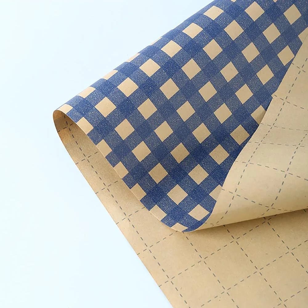 Papier d'emballage cadeau rétro 70x50cm, grille bleue ondulée, motif étoile de mer, papier d'emballage pour Bouquet, papier d'emballage pour cadeau d'anniversaire pour hommes