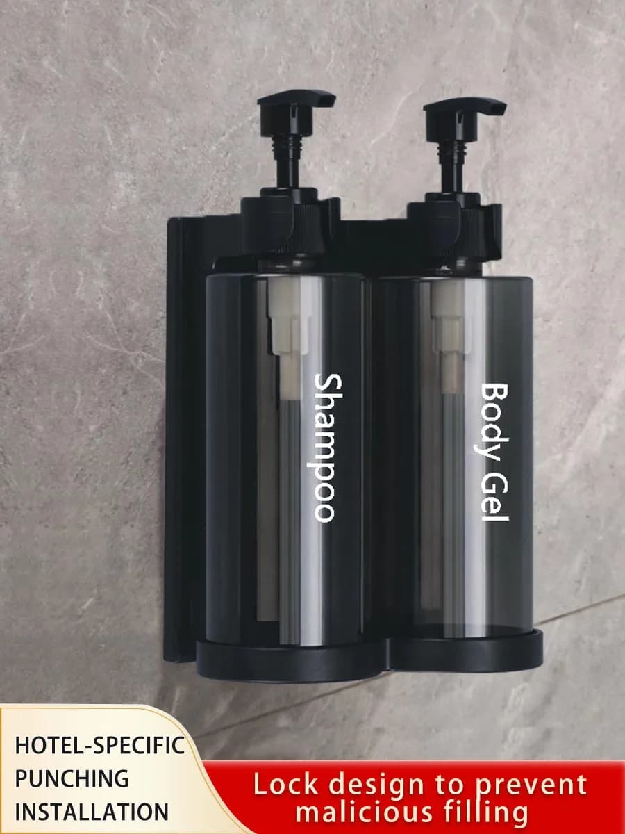 Distributeur de douche et de Lotion de 300ML, conteneur de shampoing et de Gel douche étanche, support mural avec fenêtre transparente pour le repos de l'hôtel à domicile