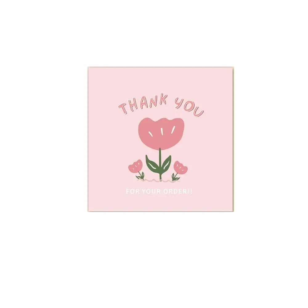 Cartes de remerciement multicolores, 100 pièces, 6cm x 6cm, décorations pour la maison, étiquettes de gratitude, fleur de dessin animé, cartes postales de vœux universelles, bricolage