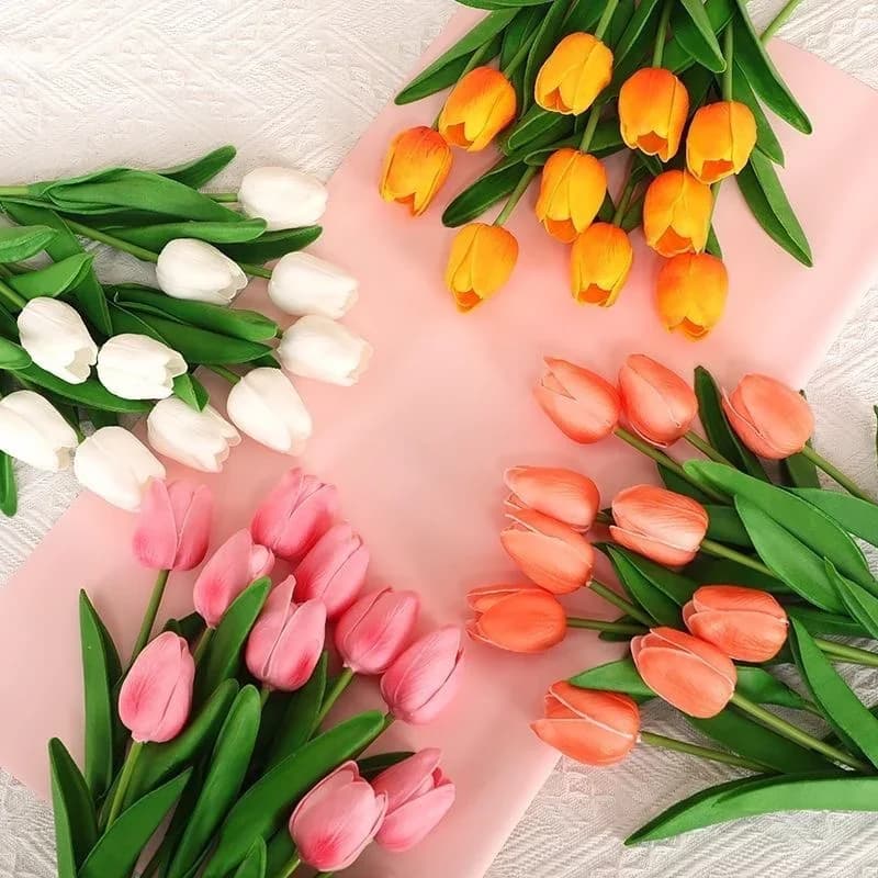 1/3/5 pièces tulipes fleurs artificielles vraies