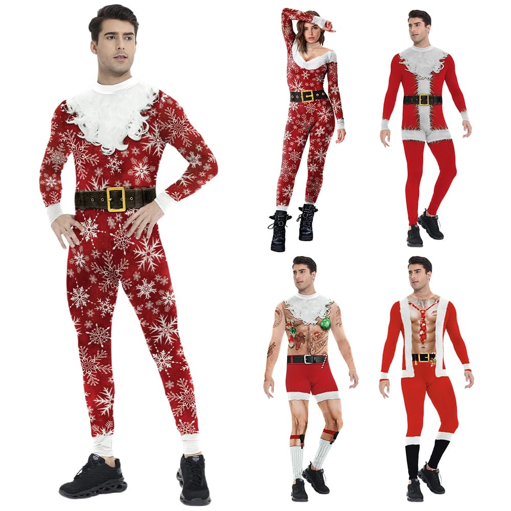 You're My SecExamen-Costume de Noël Cosplay Père Noël, Costumes de batterie Zentai, Impression 3D Elk, Flocons de neige, Vacances, ixde Noël, fur s Up