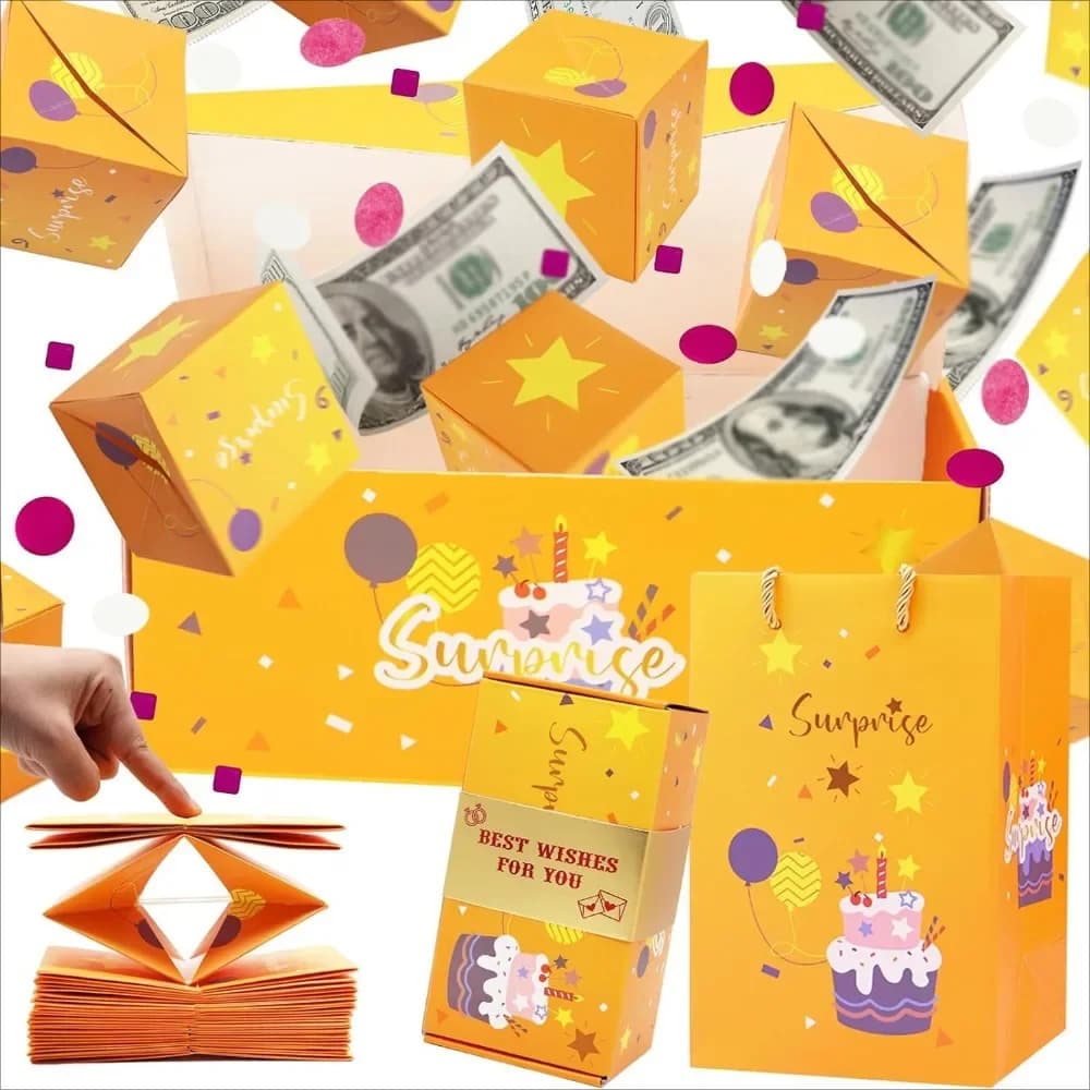 Boîte-cadeau de saut créative avec sac d'emballage, boîtes en papier pliantes, décoration de fête d'anniversaire, cadeau de la fête de Léon