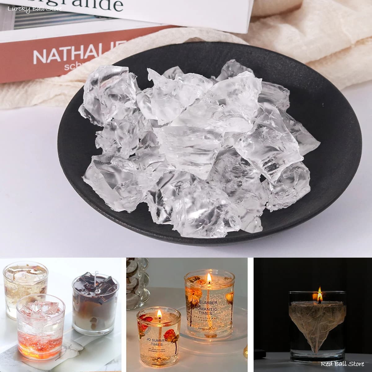 100G gelée cire en gros bricolage à la main parfumé bougie faisant des fournitures matériel cire transparente matière première cire de cristal sans fumée