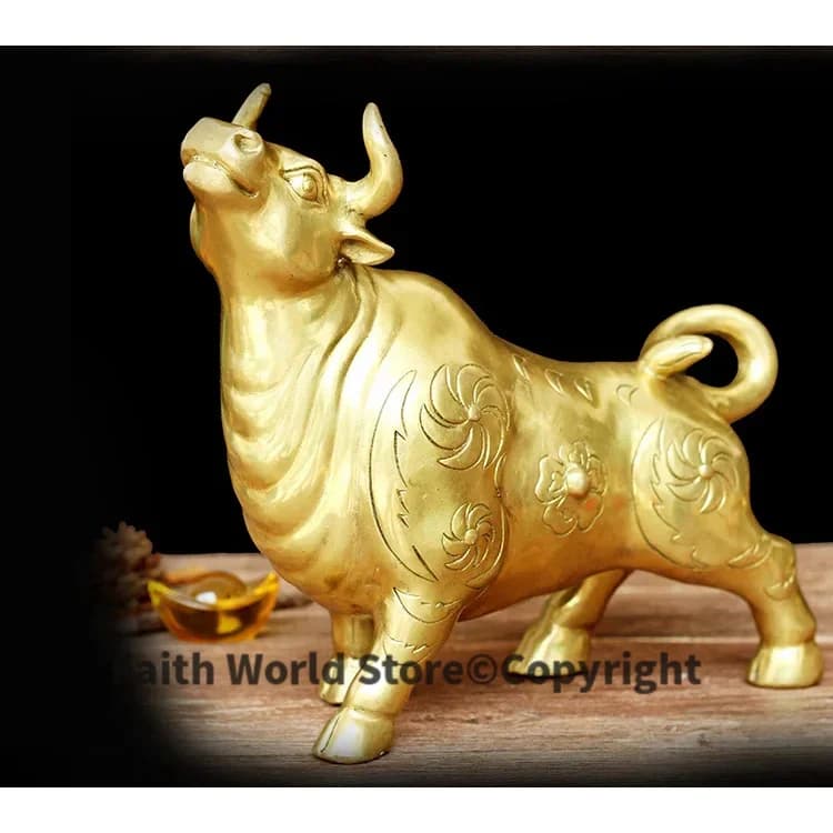 Statue de taureau de bétail en or FENG SHbiomBRASS, meilleur cadeau d'affaires, bureau à domicile, isman prudent efficace, marché boursier, invitation à l'argent