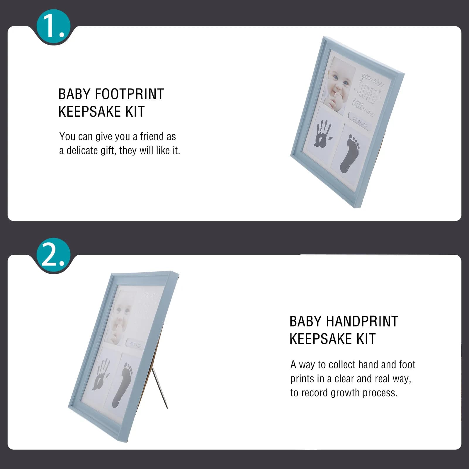 1 ensemble cadre photo tampon encreur empreintes de mains et de pieds de bébé, cadeau de naissance, souvenir pour nourrisson, baptême, baptême chrétien