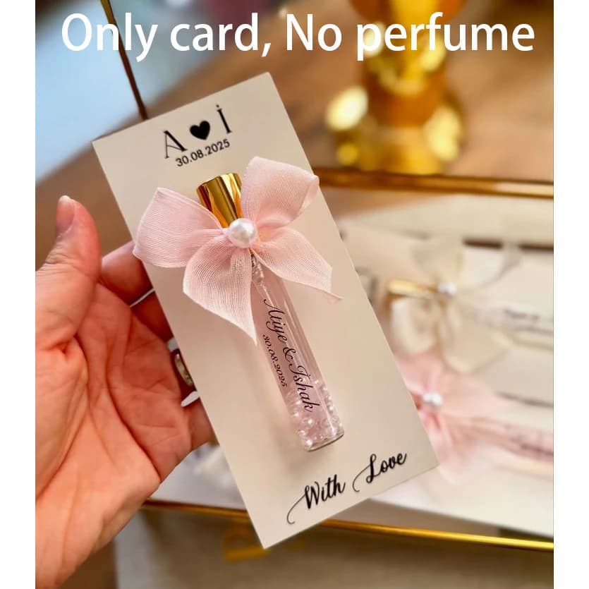 Carte-cadeau de parfum élégante personnalisée pour invités de fête, mariage, baby shower, fiançailles, impression de texte et nom, carte postale d'anniversaire