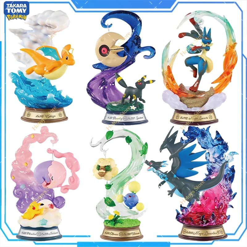 Figurines Pokémon authentiques, collection Swing Vignette 4, Mega Charizard X Mega Lucario Dragonite Umbreon Lunatone, figurines d'action