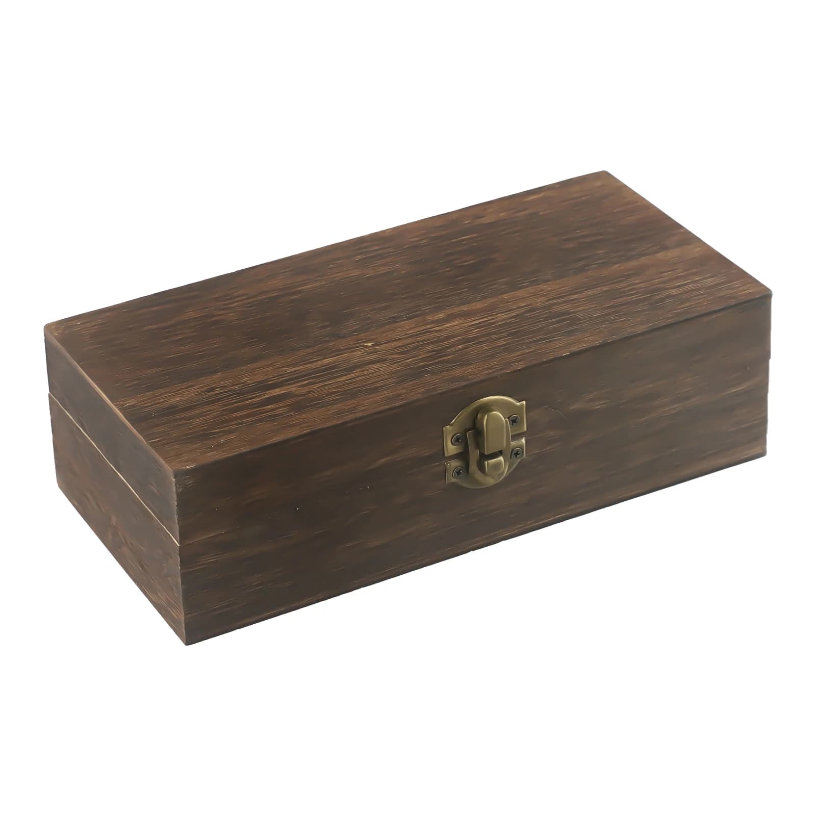 Boîte de rangement rectangulaire en bois pour magasin de thé, de grains de café et de décoration de maison, boîte en bois à boucle rétro 20X10X6 Cm