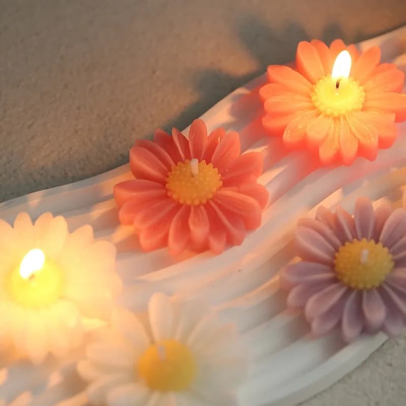 Bougies colorées en forme de marguerite, bougies parfumées florales faites à la main pour la décoration de la maison, cadeaux d'anniversaire et d'aromathérapie de mariage