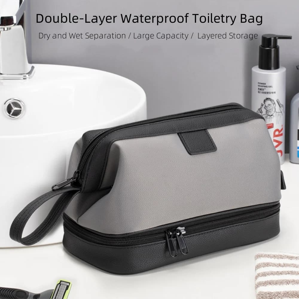 Trousse de Toilette de Voyage Grande Capacité pour Femme et Homme, Organisateur de Maquillage et Cosmétiques, Sac de Lavage à 2 Couches Étanche
