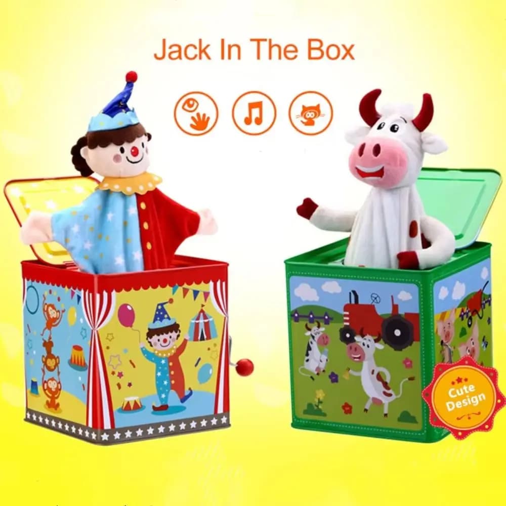 Avec musique Musical pour enfants en métal éducation précoce boîte à musique classique Collection Montessori Jack dans la boîte infantile et enfant en bas âge