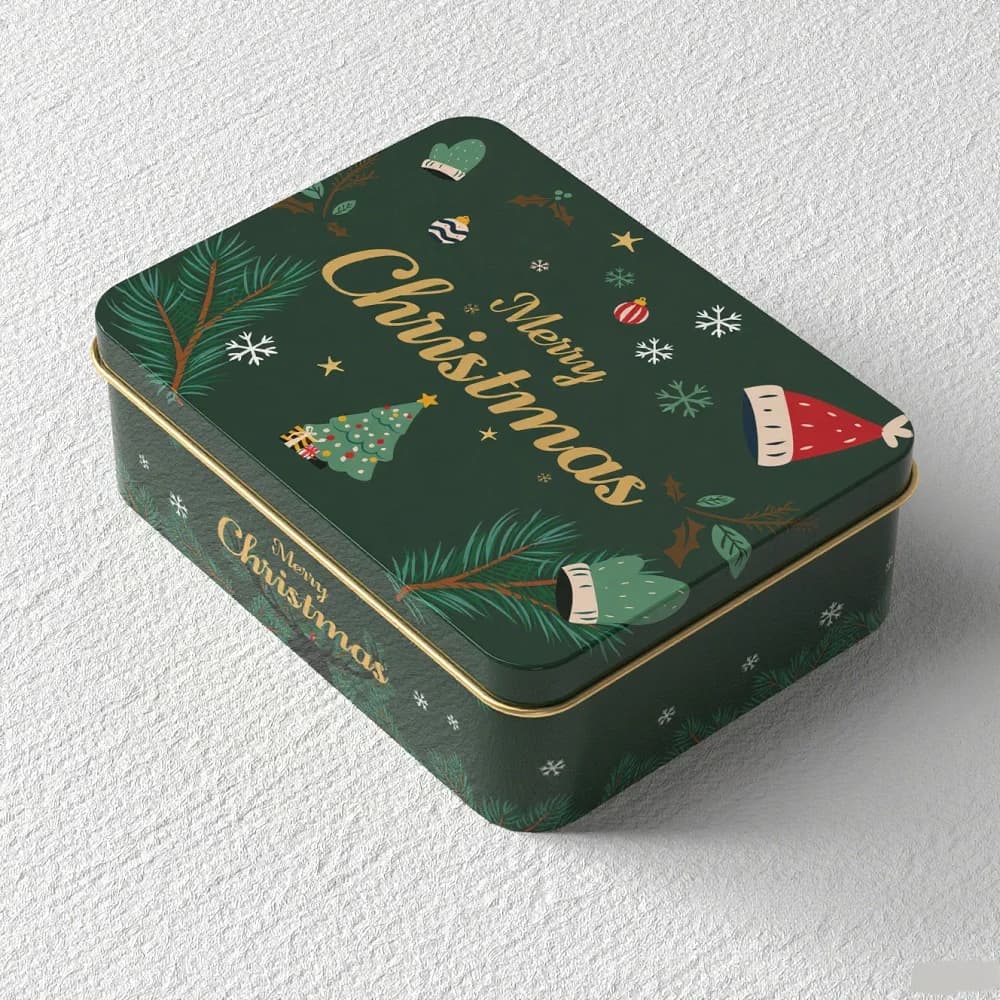 Boîte ronde en fer blanc pour bonbons, boîte en métal, dessin animé, élan, père noël, lettre imprimée, bonbons, biscuits, thé, stockage, coffret cadeau