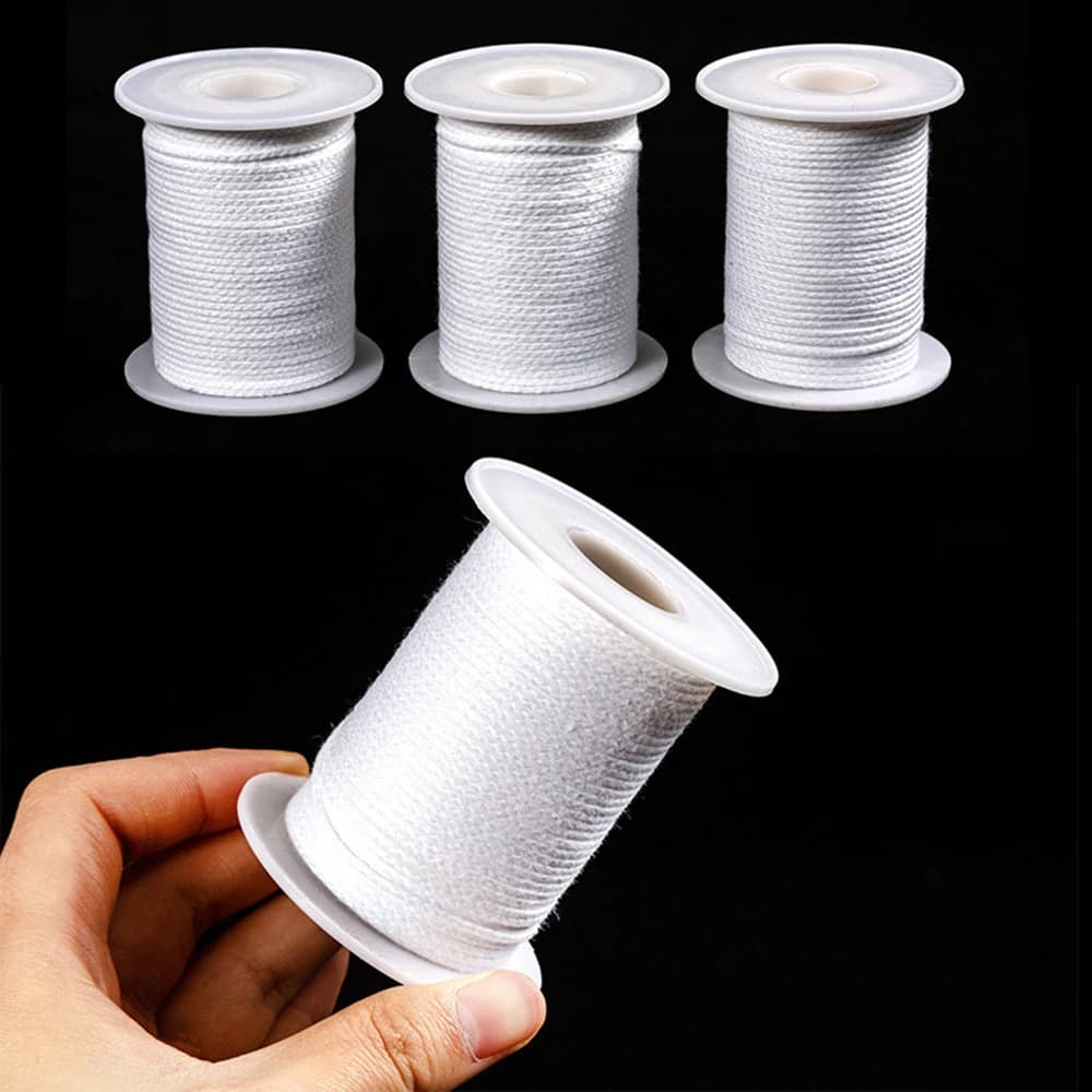 Mèche de bougie tissée en coton de 61m, accessoires de fabrication de bougies faits à la main, sans fumée, tout naturel, 24 brins, 1 rouleau de 200 pieds