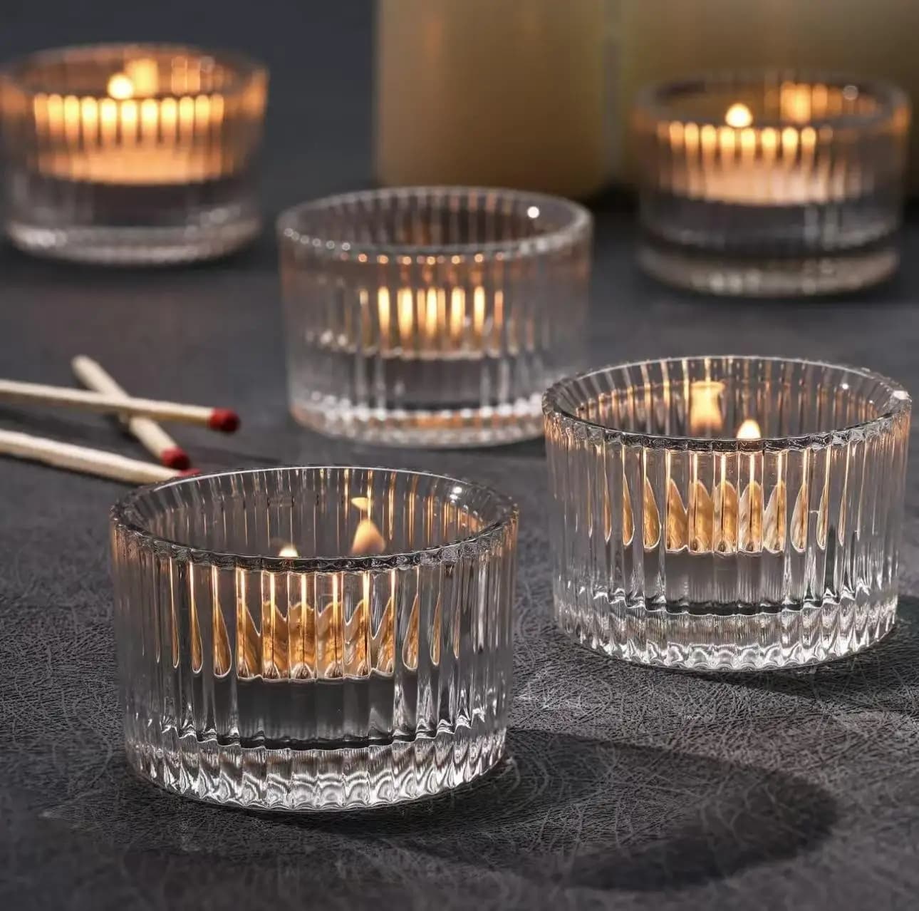 Bougeoirs en verre Transparent à paroi épaisse, prix d'usine, bougeoir de différentes tailles