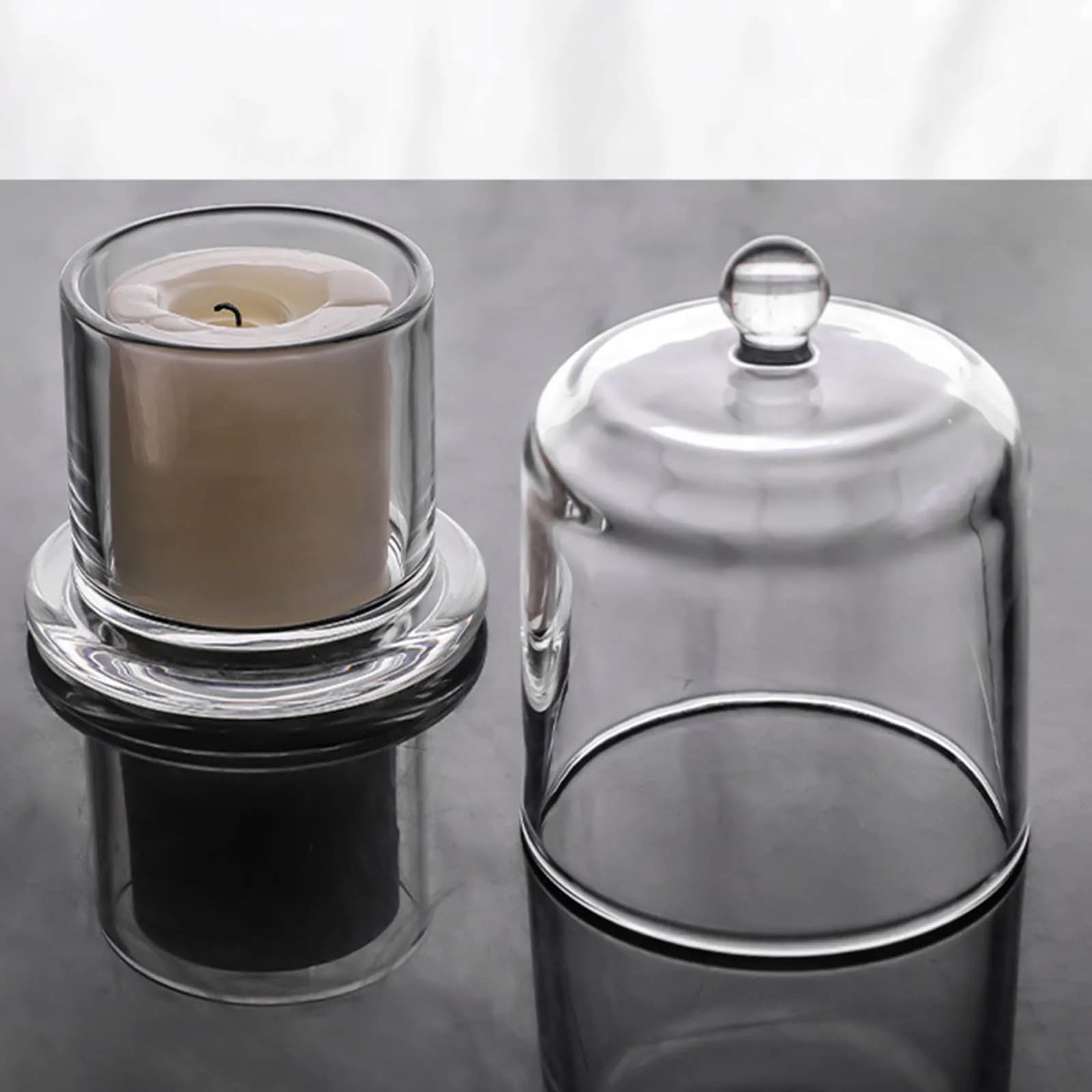 Bougeoir en verre, support à gâteau en forme de dôme, chauffe-plat, chandelier moderne, tasse pour la maison, mariage, salle de bains, décoration de chambre à coucher