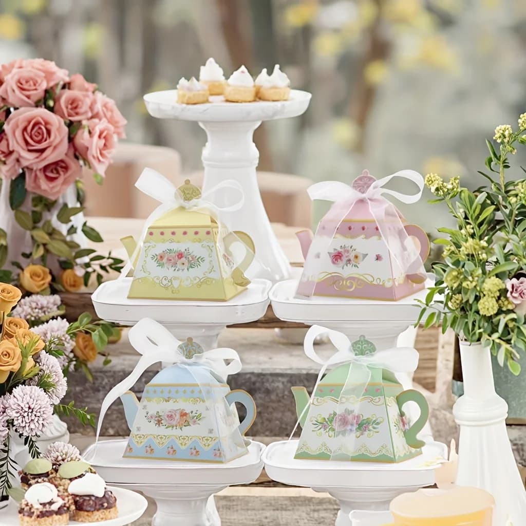 10 Mini boîte-cadeau de fête de thé florale