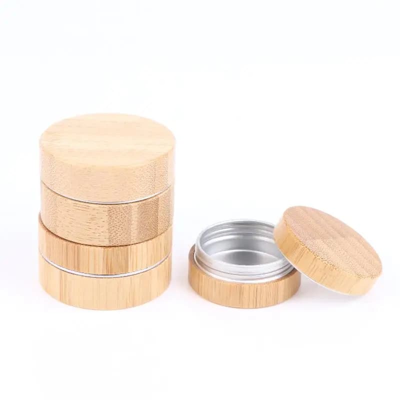Conteneur cosmétique réutilisable, flacon de crème étanche et portable, boîte vide en bambou et aluminium pour baume, kit de beauté pour femmes