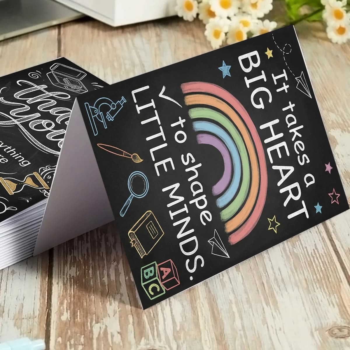 6 cartes de vœux pour l'appréciation des enseignants, avec enveloppe, design tableau noir, pour la fête des enseignants, la remise des diplômes, la rentrée scolaire, cadeau de remerciement