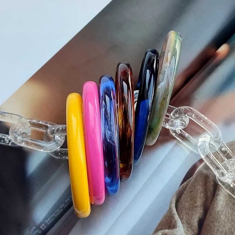 UJBOX 25 couleurs empilables acrylique mince plat rond Bracelets pour femme adolescents Boho bijoux été minimaliste Bracelets en vrac