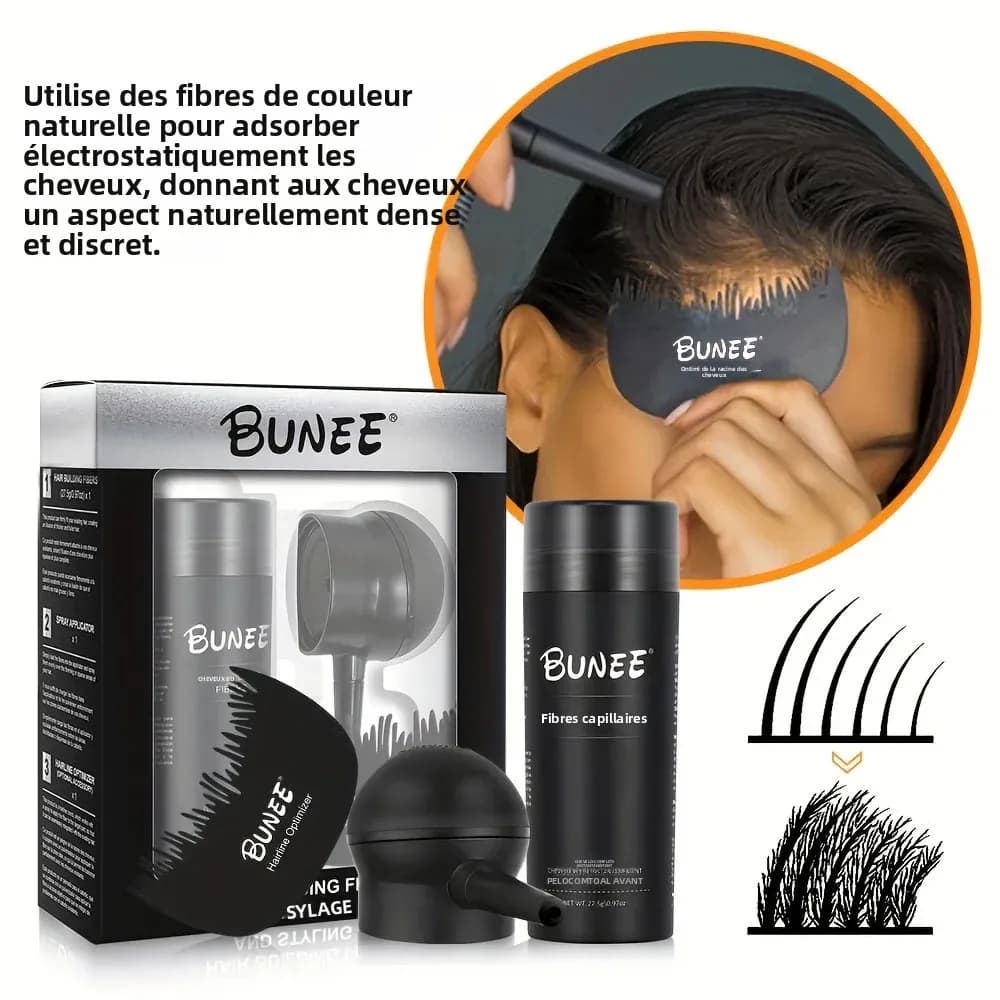 Ensemble de fibres de renforcement capillaire 3 en 1 : peigne + spray + fibres pour un volume d'apparence naturelle |   Coffret cadeau de vacances