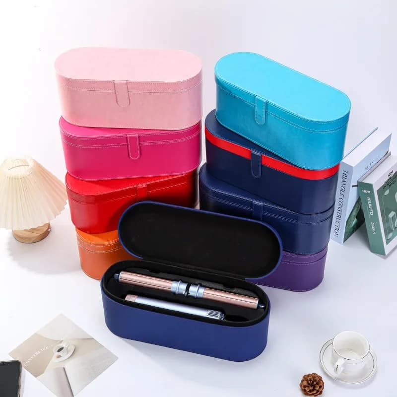 Dyson – sèche-cheveux en cuir PU, boîte vide ronde en fer à friser, boîte de rangement pour appareils ménagers, conteneur d'emballage, conception circulaire