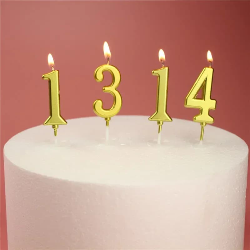 Bougies dorées avec chiffres 0-9 pour gâteau d'anniversaire pour enfants