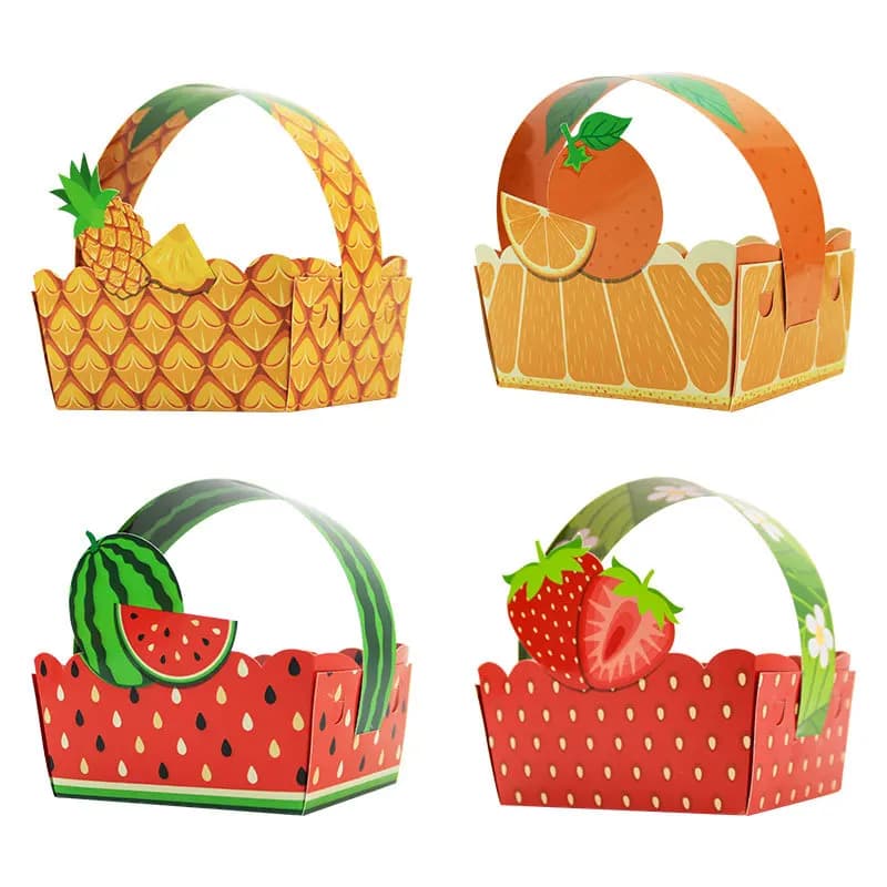 Panier de fruits et de fleurs, boîte en papier, boîte à bonbons Portable pour enfants, emballage cadeau de fête d'anniversaire, boîtes à biscuits