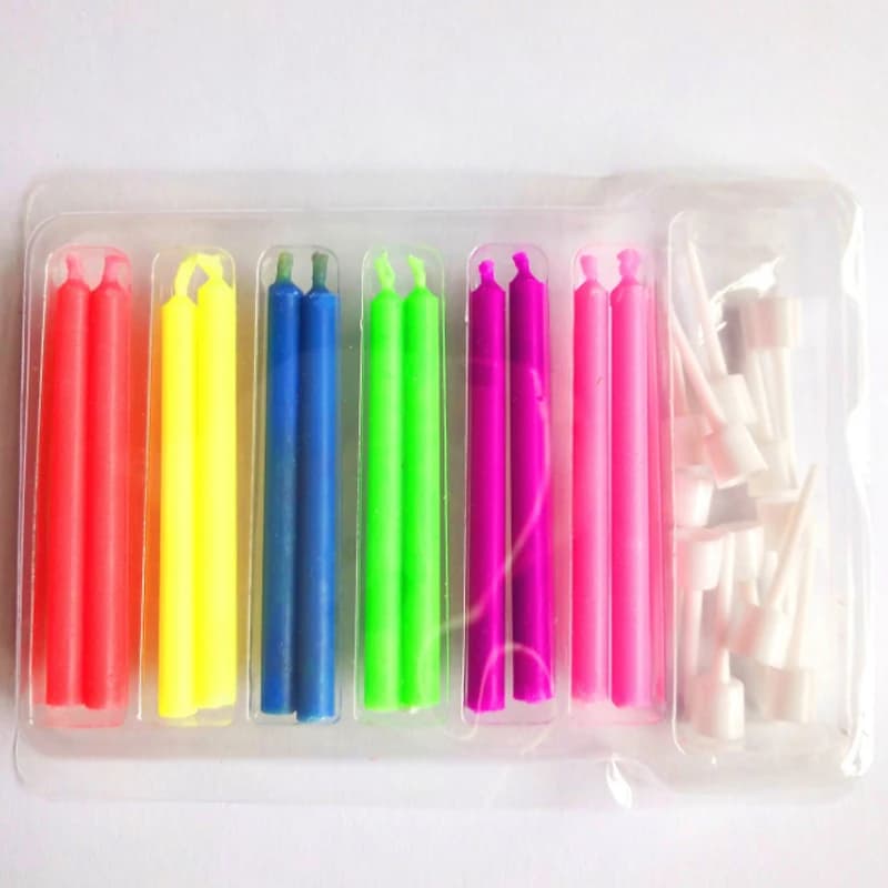 Bougies multicolores pour gâteaux de mariage, fournitures de fête d'anniversaire, 12 pièces/paquet, flammes sûres, décoration de Dessert, flamme colorée