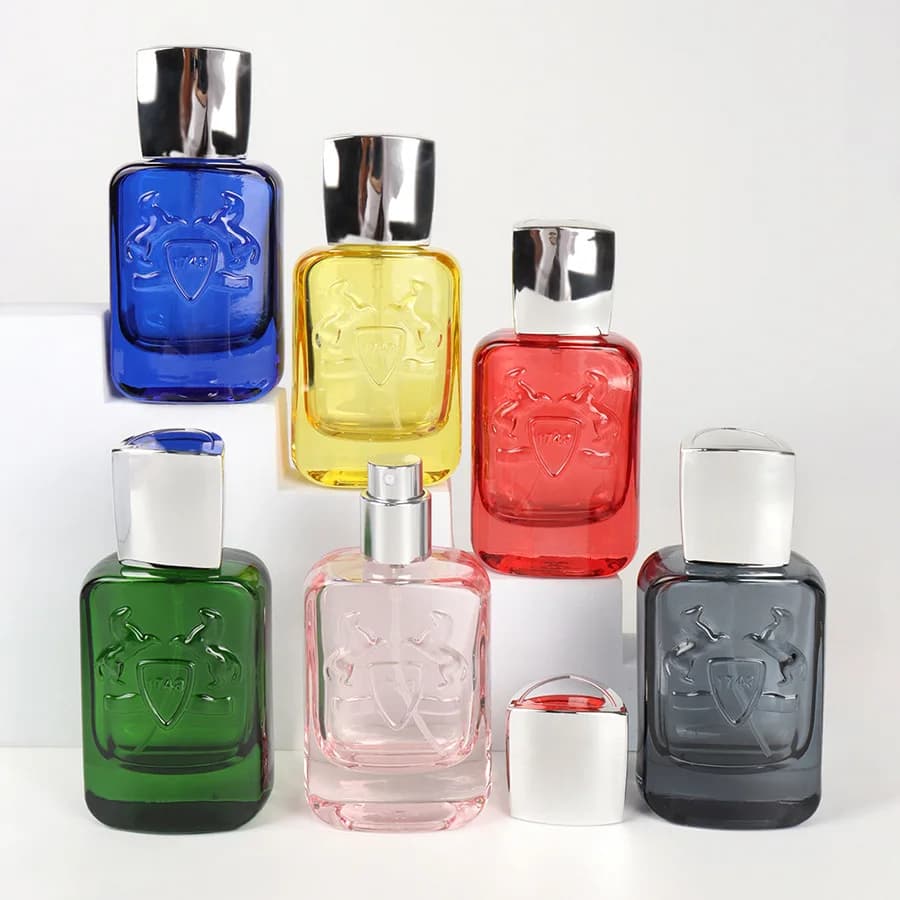 Bouteille de parfum 30ml Portable vide fond épais verre coloré emballage cosmétique échantillon flacons rechargeables bouteille de pulvérisation de brume plate
