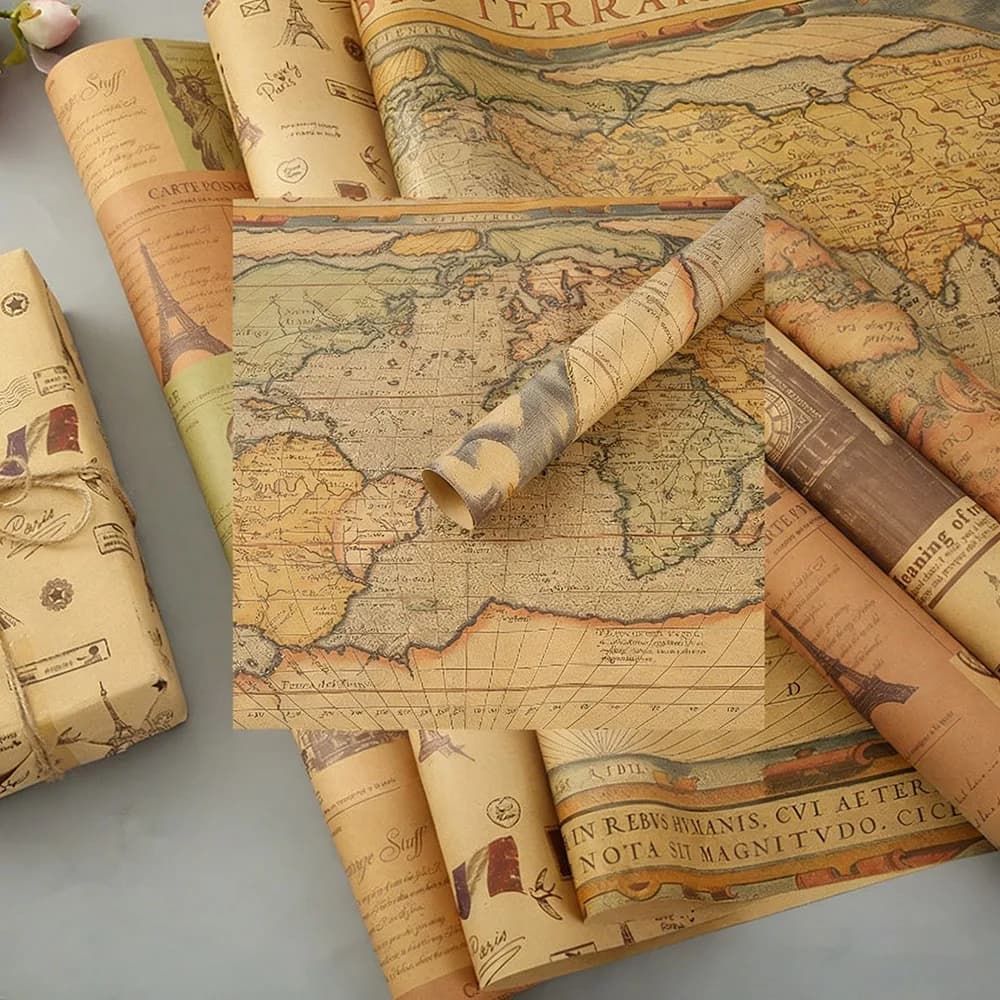 Papier d'emballage cadeau Kraft rétro