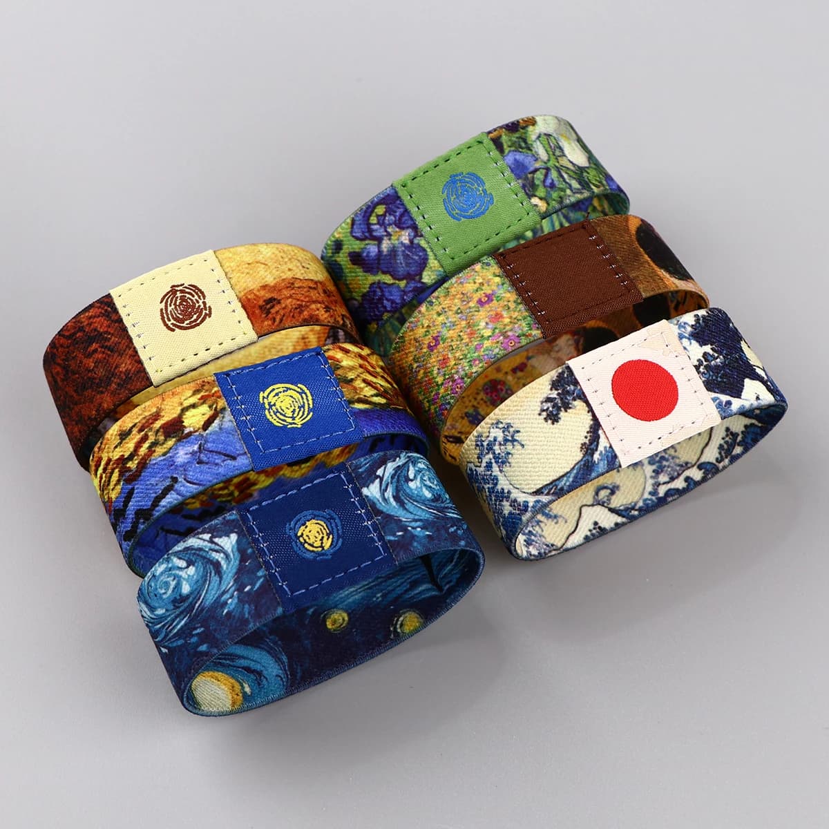 Bracelet d'art ondulé japonais pour femmes et hommes, brassard de Sport, Van Gogh, élastique, accessoires de mode, cadeau