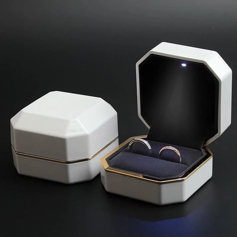 Boîte à matiques de luxe avec lumière LED, étui à matiques de mariage, boîte-cadeau à bijoux, rangement pour matiques en diamant, présentoir pour proposition de fiançailles