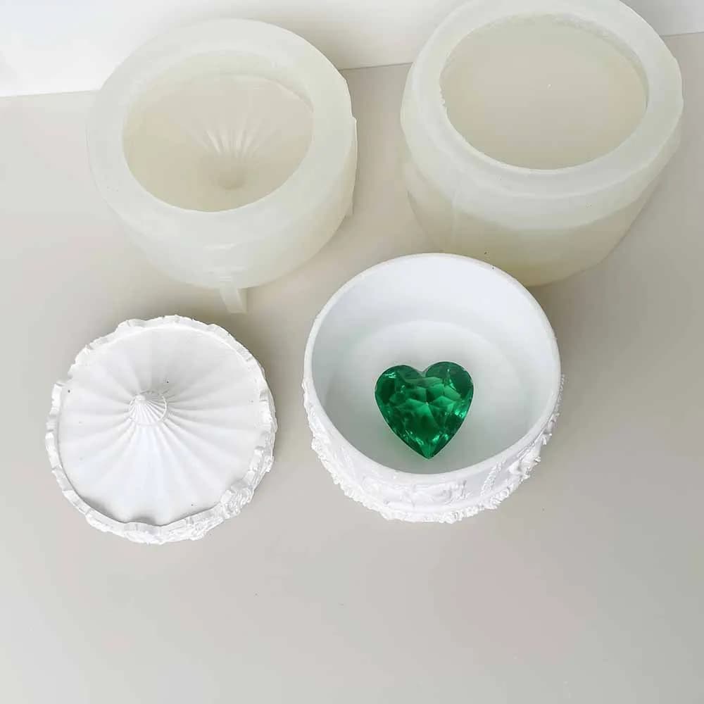 Bricolage carrousel organisateur faisant moule bougie plâtre aromathérapie bougeoir bijoux boîte à bijoux moules en Silicone