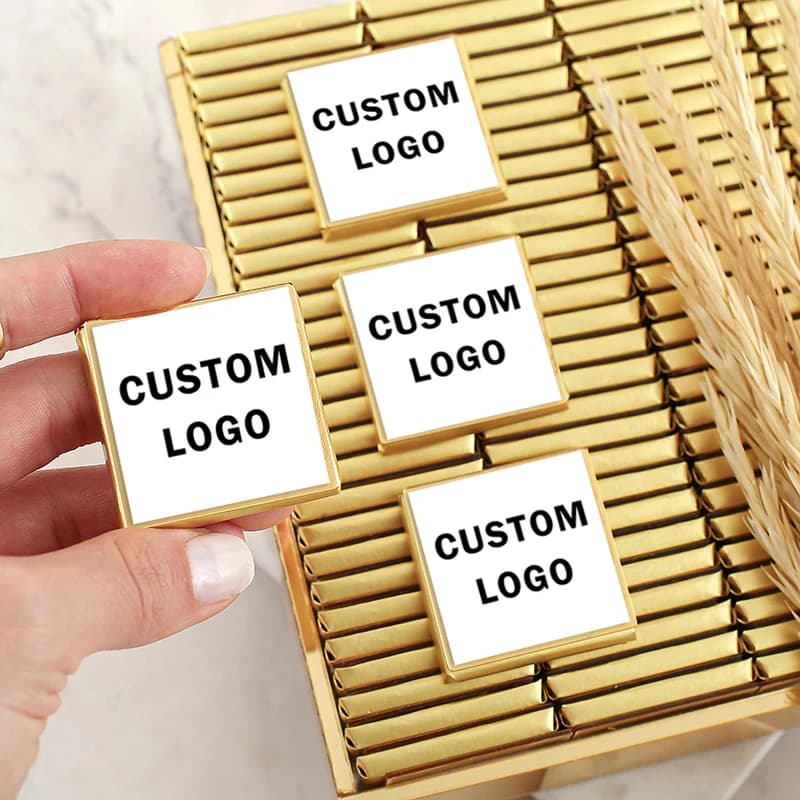 Papiers d'emballage de cadeaux de chocolat de mariage personnalisés, étiquettes autocollantes de fiançailles personnalisées pour la décoration de chocolat de fête de mariage