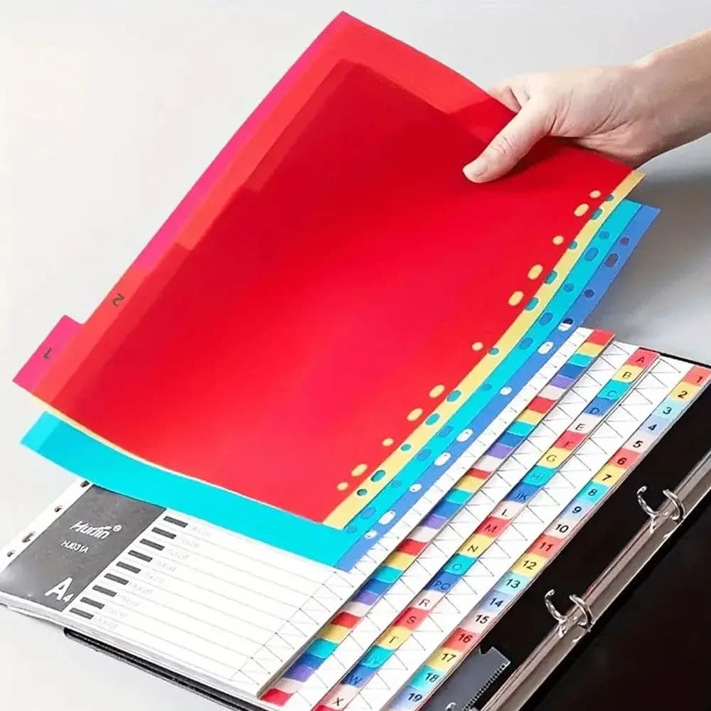 10/21 PCS Intercalaires pour classeur, numéros 1-10, intercalaires pour carnet avec étiquettes A-YZ, adaptés aux classeurs à 2/3/4/11 anneaux.