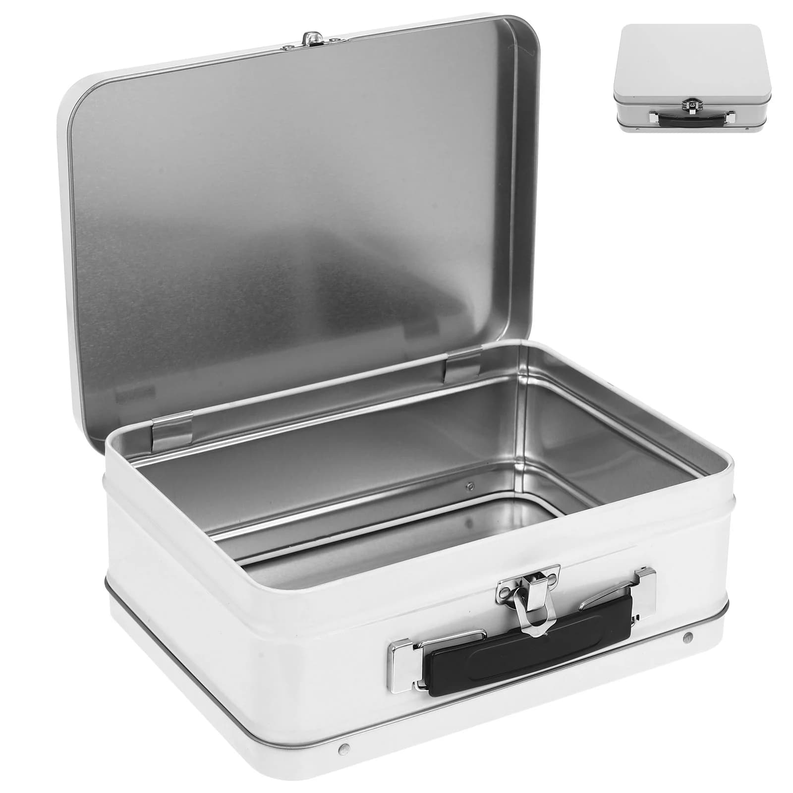 1 pièce Boîte en fer blanc avec poignée, organisateur de bureau, boîte cadeau, boîte de rangement pour bijoux, boîte en fer, organisateur de tiroir de bureau, boîte de rangement en fer blanc